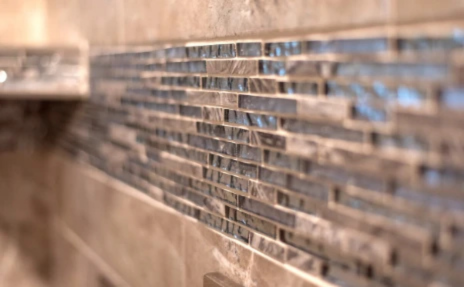Tile backsplash in a shower